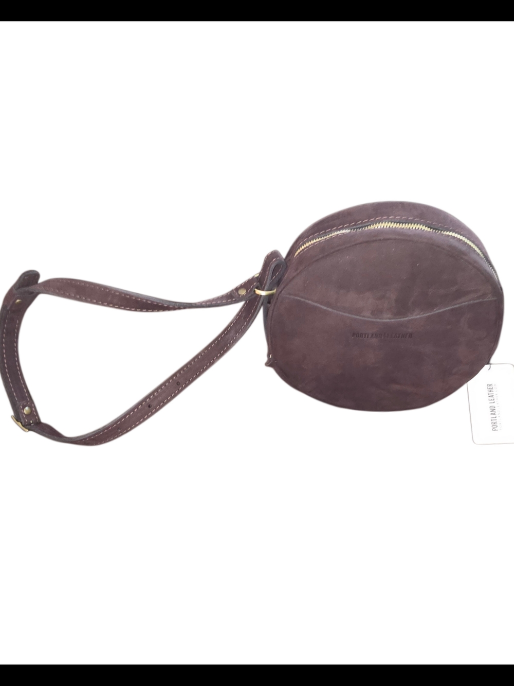 Portland Leather - Large Circle Crossbody In Brown Suede